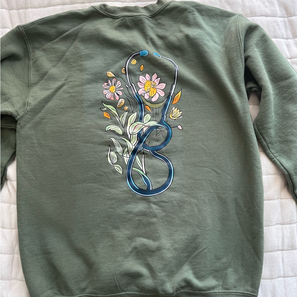 Gildan Women's Crew Neck Sweater - Olive Green